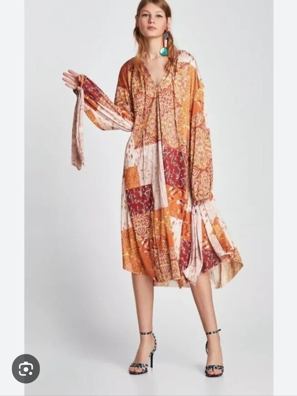 ZARA Bohemian Print Midi Dress Size S